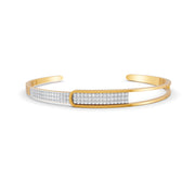 0.85 Ct Round Cut Natural Moissanite Women Cuff Bangle Bracelets 14K Gold Plated